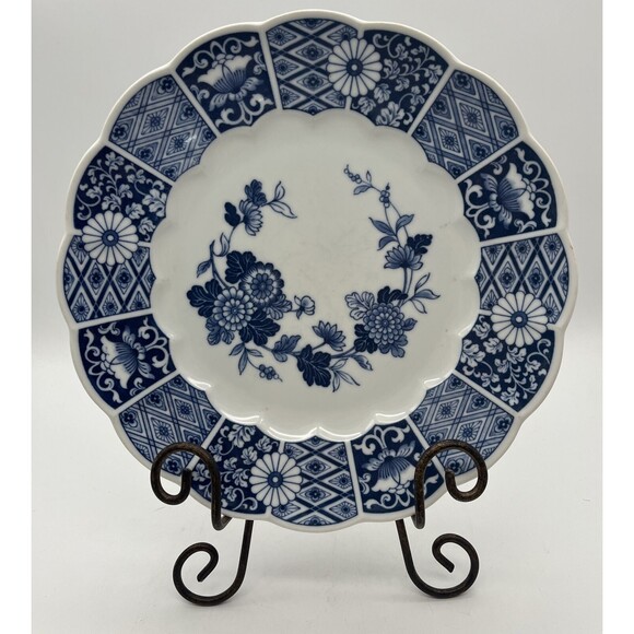 Lipper & Mann BLUE IMARI Detergent Proof 10½" Dinner Plate Elegant Flowers - Picture 1 of 5